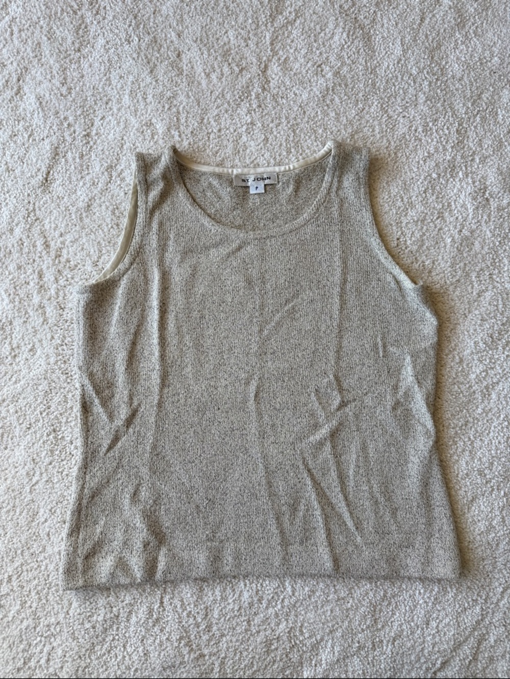 St. John Light Cream Knit Tank Top